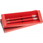 Набор Даллас: ручка шариковая, карандаш с ластиком в футляре, красный, фото 1
