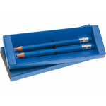 Набор Даллас: ручка шариковая, карандаш с ластиком в футляре, синий, фото 1