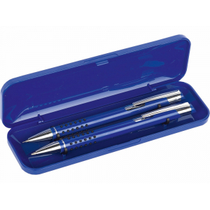Набор Онтарио: ручка шариковая, карандаш механический, синий/серебристый - купить оптом