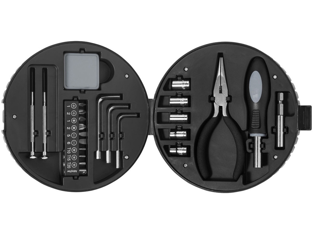 Набор из 25 инструментов в форме колеса, черный/серебристый - купить оптом