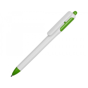 Ручка шариковая с белым корпусом и цветными вставками, белый/зеленый - купить оптом