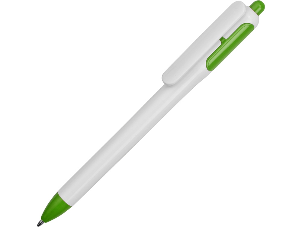 Ручка шариковая с белым корпусом и цветными вставками, белый/зеленый - купить оптом