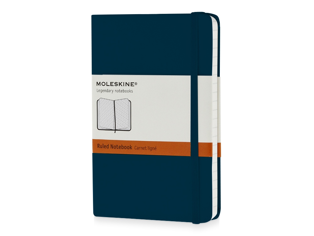 Записная книжка Moleskine Classic (в линейку) в твердой обложке, Pocket (9x14см), голубой сапфир - купить оптом