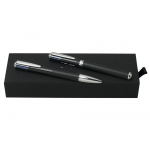 Подарочный набор Lapo: ручка шариковая, ручка-роллер. Ungaro, черный, темно-синий, серебристый