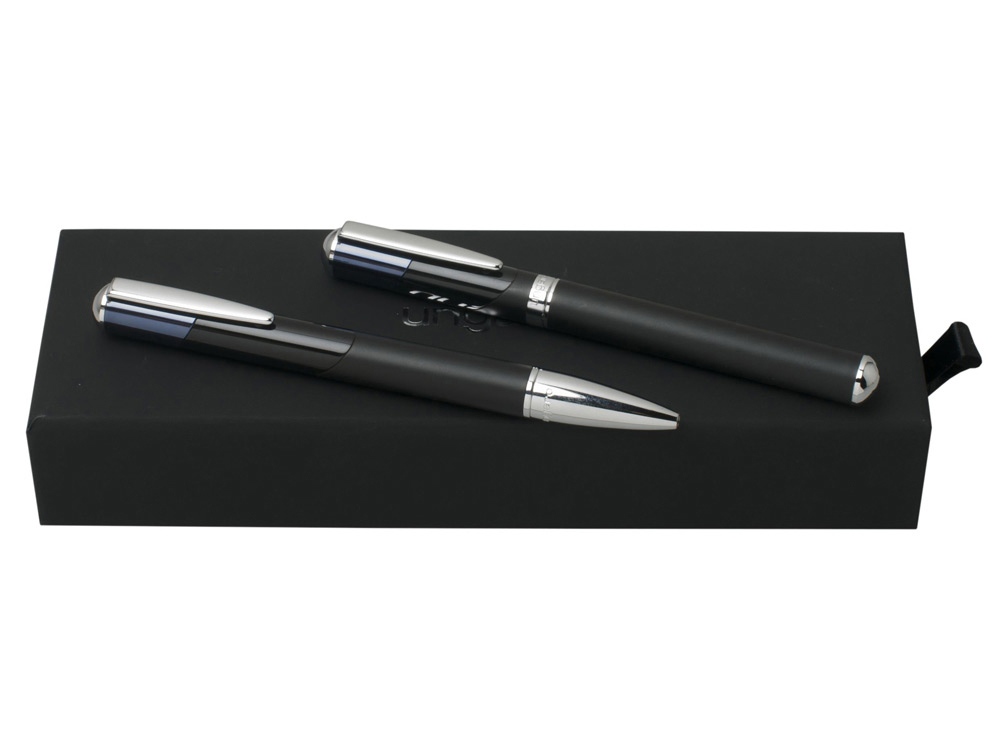 Подарочный набор Lapo: ручка шариковая, ручка-роллер. Ungaro, черный, темно-синий, серебристый - купить оптом