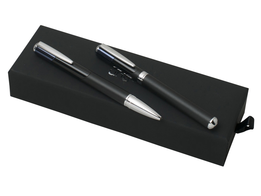 Подарочный набор Lapo: ручка шариковая, ручка-роллер. Ungaro, черный, темно-синий, серебристый - купить оптом