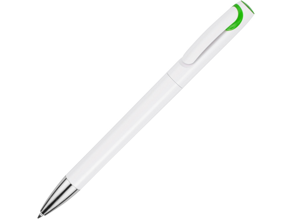 Ручка шариковая Локи, белый/зеленое яблоко - купить оптом