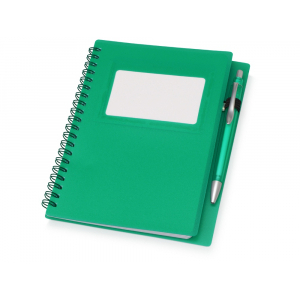 Блокнот Контакт с ручкой, зеленый - купить оптом