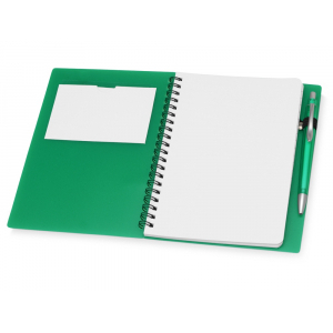 Блокнот Контакт с ручкой, зеленый - купить оптом