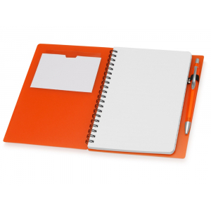 Блокнот Контакт с ручкой, оранжевый - купить оптом