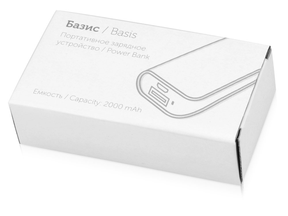 Портативное зарядное устройство (power bank) Basis, 2000 mAh, белый/светло-голубой - купить оптом