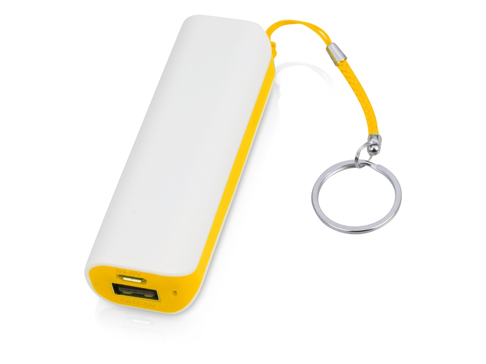 Портативное зарядное устройство (power bank) Basis, 2000 mAh, белый/желтый - купить оптом