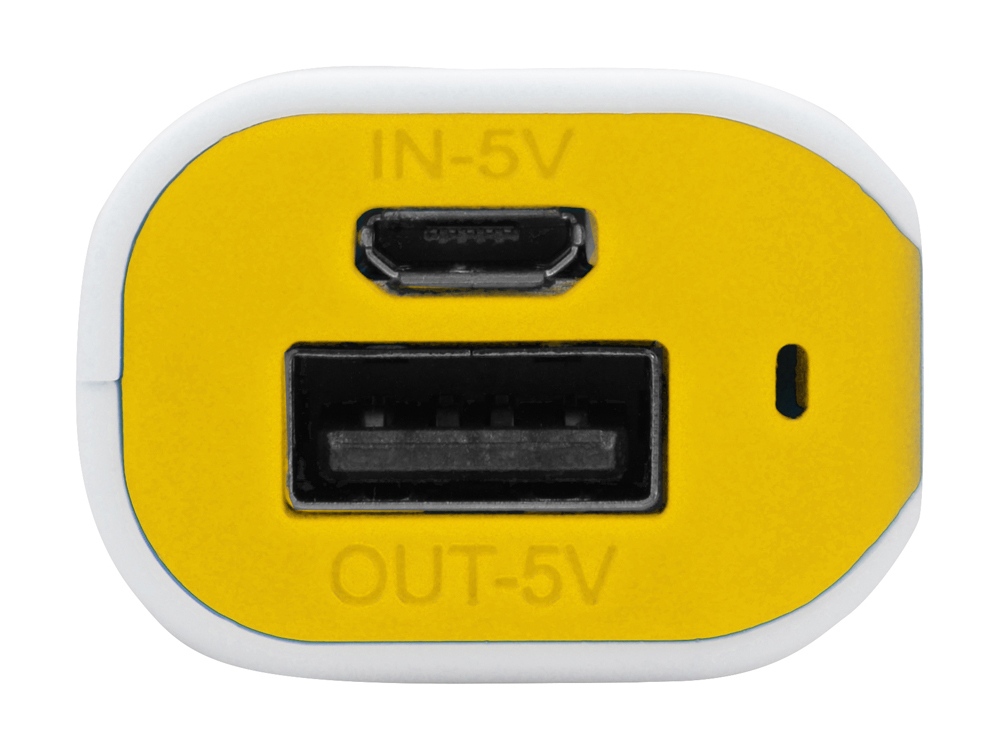 Портативное зарядное устройство (power bank) Basis, 2000 mAh, белый/желтый - купить оптом