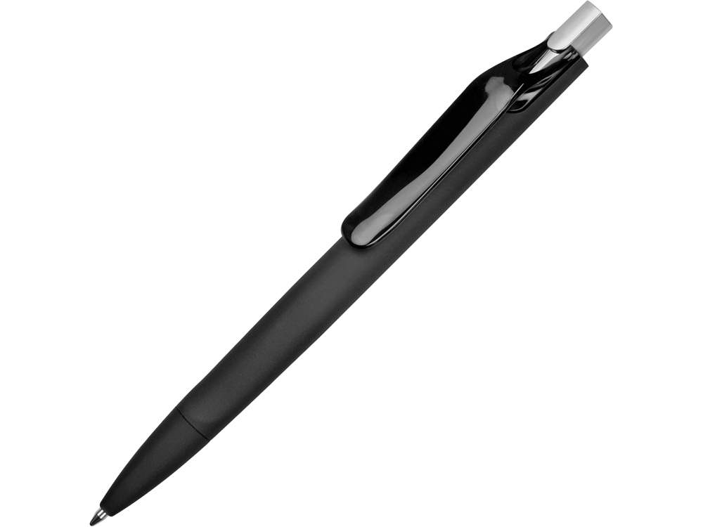 Ручка пластиковая шариковая Prodir ds6prr-Z75 софт-тач, черный с серебристой кнопкой - купить оптом