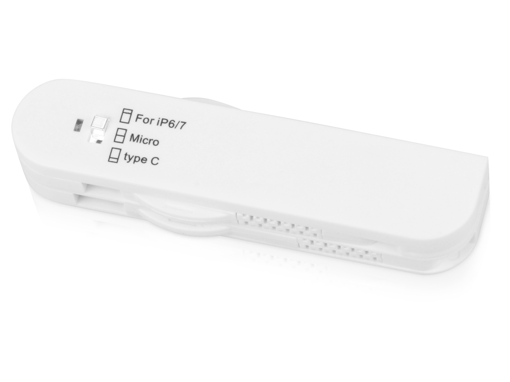 Универсальный переходник Smarty (Micro USB / Lightning / Type C), белый - купить оптом
