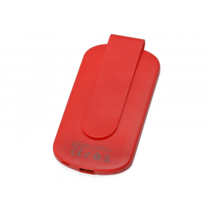 Портативное зарядное устройство Pin на 4000 mAh с большой площадью нанесения и клипом для крепления к одежде или сумке, красный - купить оптом