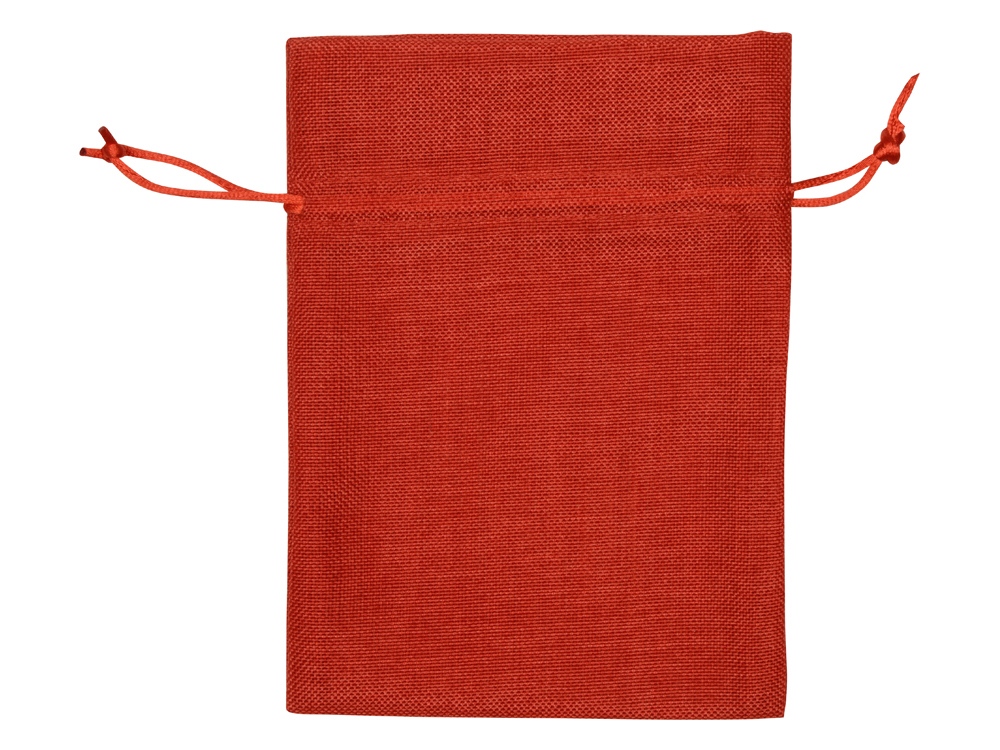 Мешочек подарочный, искусственный лен, средний, красный - купить оптом