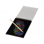 Цветной набор Scratch: блокнот, деревянная ручка, белый, натуральный, фото 1