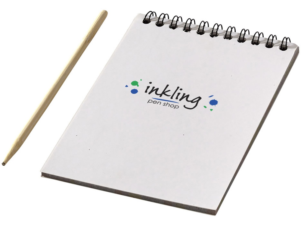 Цветной набор Scratch: блокнот, деревянная ручка, белый, натуральный - купить оптом