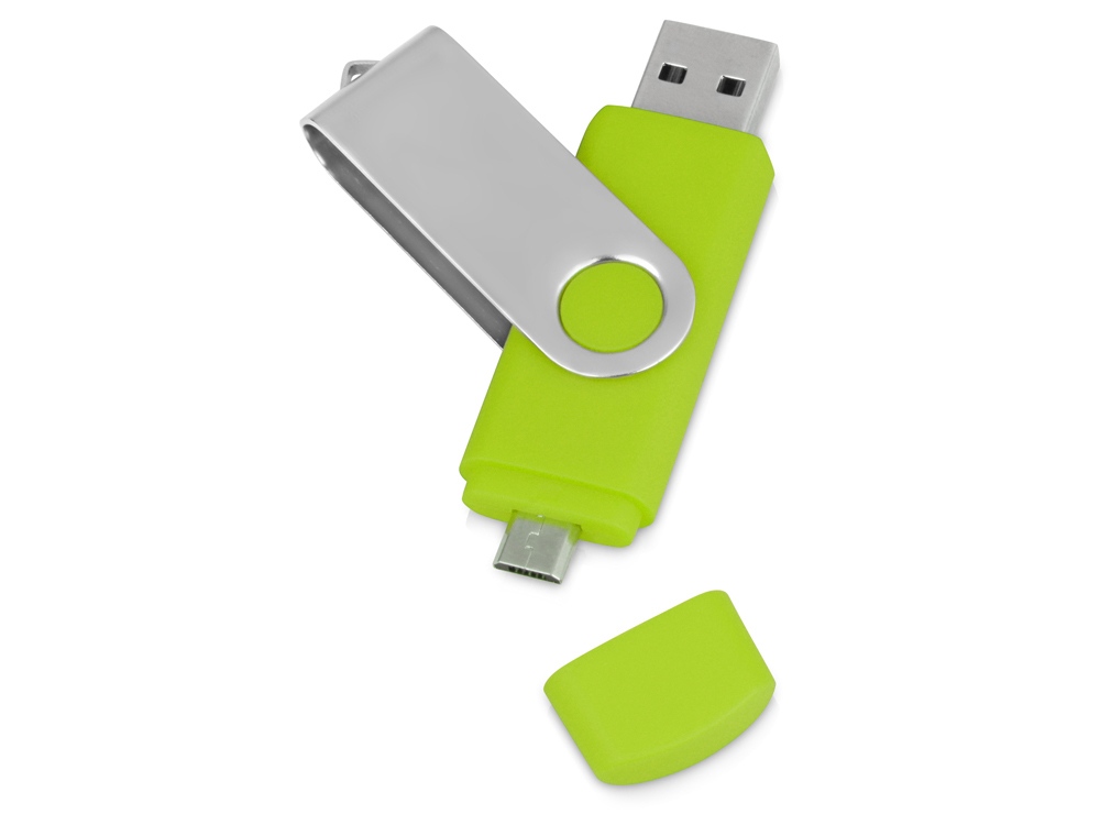 USB/micro USB-флешка 2.0 на 16 Гб Квебек OTG, зеленое яблоко - купить оптом