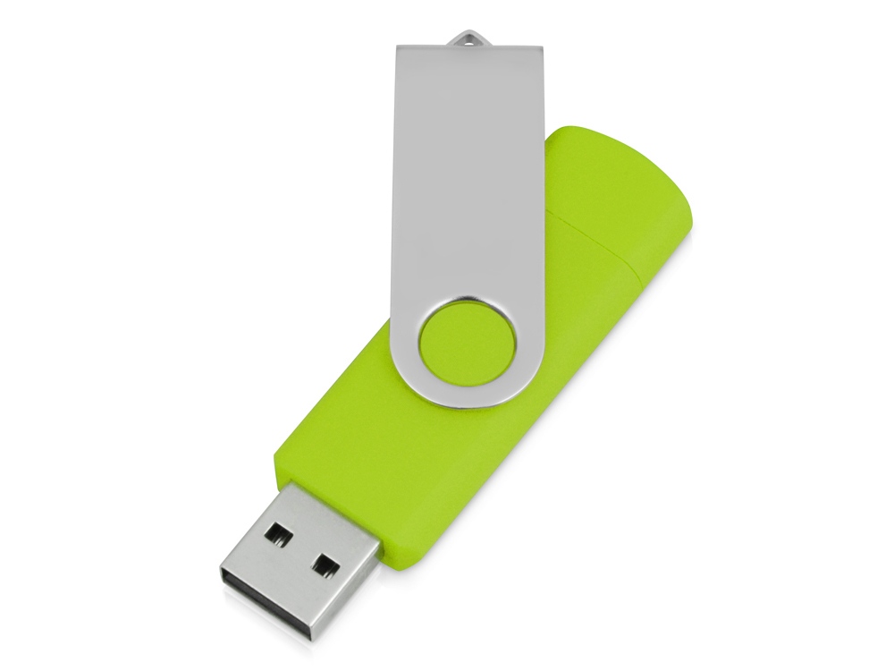 USB/micro USB-флешка 2.0 на 16 Гб Квебек OTG, зеленое яблоко - купить оптом