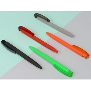 Ручка шариковая трехгранная UMA TRINITY K transparent GUM, soft-touch, черный - купить оптом