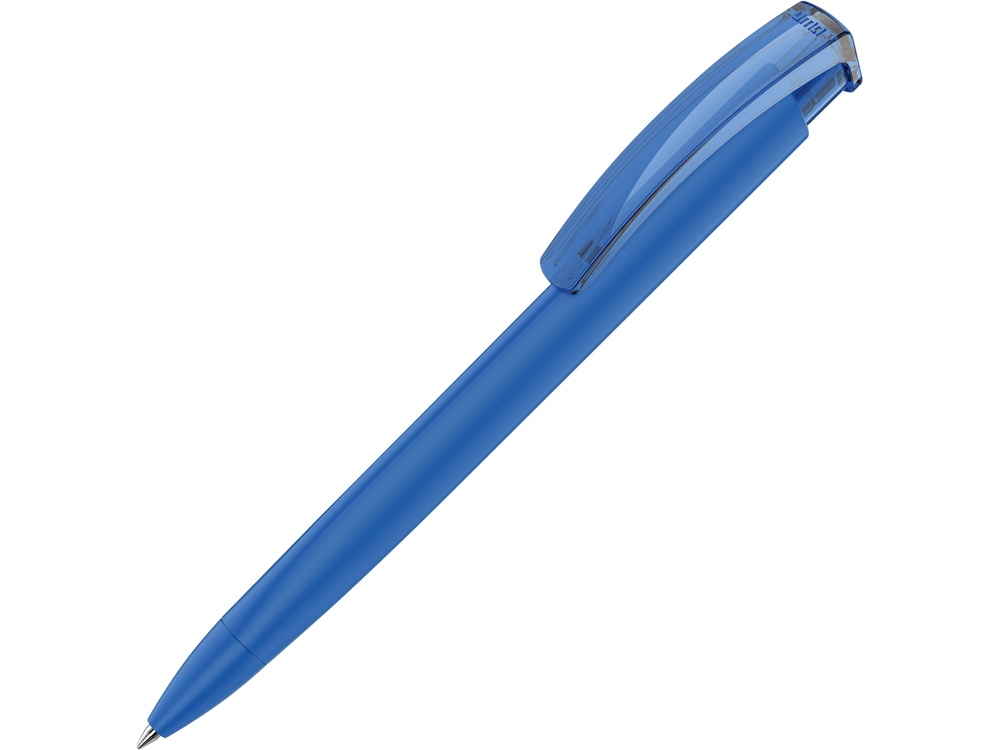 Ручка шариковая трехгранная UMA TRINITY K transparent GUM, soft-touch, синий - купить оптом