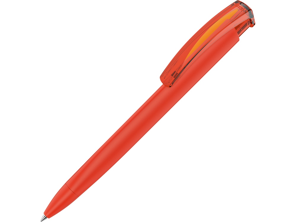 Ручка шариковая трехгранная UMA TRINITY K transparent GUM, soft-touch, оранжевый - купить оптом