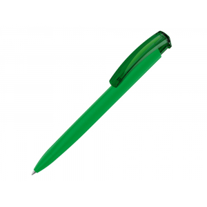 Ручка шариковая трехгранная UMA TRINITY K transparent GUM, soft-touch, зеленый, темно-зеленый - купить оптом