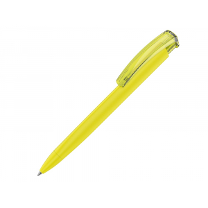 Ручка шариковая трехгранная UMA TRINITY K transparent GUM, soft-touch, желтый - купить оптом