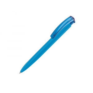 Ручка шариковая трехгранная UMA TRINITY K transparent GUM, soft-touch, голубой - купить оптом