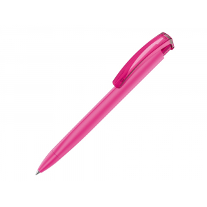 Ручка шариковая трехгранная UMA TRINITY K transparent GUM, soft-touch, розовый - купить оптом