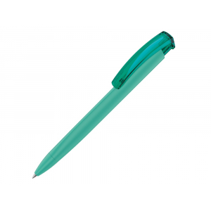 Ручка шариковая трехгранная UMA TRINITY K transparent GUM, soft-touch, морская волна - купить оптом
