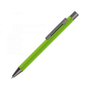 Ручка шариковая UMA STRAIGHT GUM soft-touch, с зеркальной гравировкой, зеленое яблоко - купить оптом