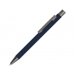 Ручка шариковая UMA STRAIGHT GUM soft-touch, с зеркальной гравировкой, темно синий, темно-синий
