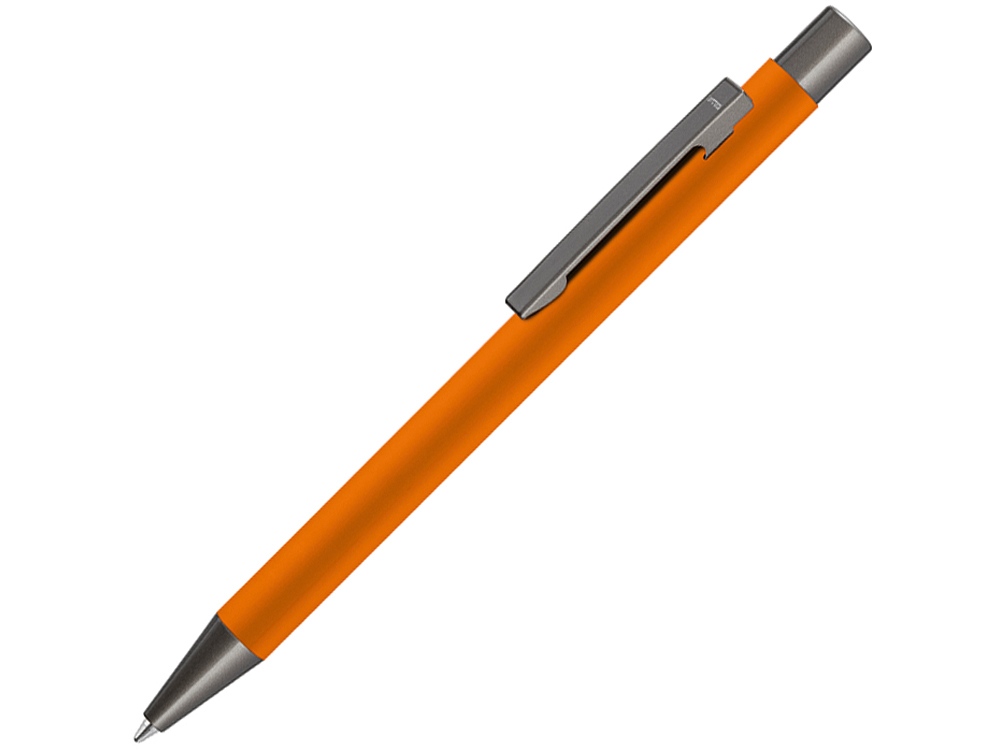 Ручка шариковая UMA STRAIGHT GUM soft-touch, с зеркальной гравировкой, оранжевый - купить оптом