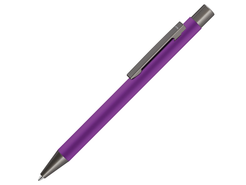 Ручка шариковая UMA STRAIGHT GUM soft-touch, с зеркальной гравировкой, фиолетовый - купить оптом