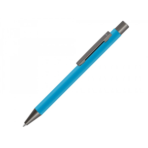 Ручка шариковая UMA STRAIGHT GUM soft-touch, с зеркальной гравировкой, голубой - купить оптом