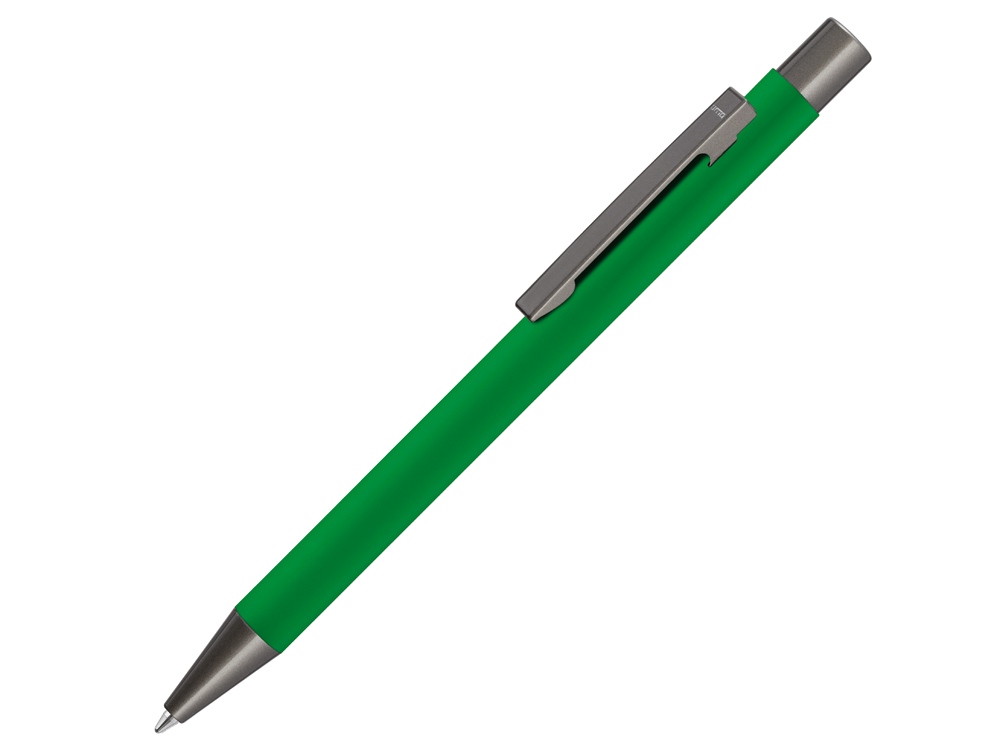 Ручка шариковая UMA STRAIGHT GUM soft-touch, с зеркальной гравировкой, зеленый - купить оптом
