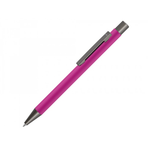 Ручка шариковая UMA STRAIGHT GUM soft-touch, с зеркальной гравировкой, розовый - купить оптом