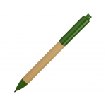 Ручка картонная пластиковая шариковая Эко 2.0, бежевый/зеленый, фото 1