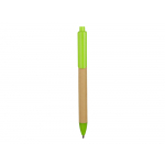 Ручка картонная пластиковая шариковая Эко 2.0, бежевый/зеленое яблоко, фото 1