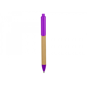 Ручка картонная пластиковая шариковая Эко 2.0, бежевый/фиолетовый - купить оптом