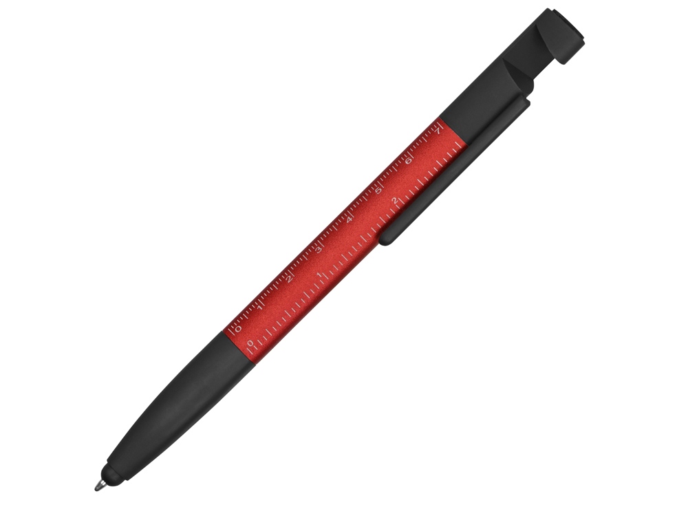 Ручка-стилус металлическая шариковая многофункциональная (6 функций) Multy, красный - купить оптом