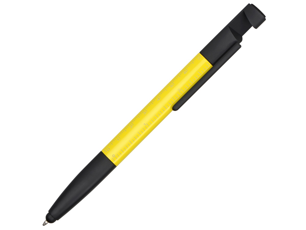 Ручка-стилус металлическая шариковая многофункциональная (6 функций) Multy, желтый - купить оптом