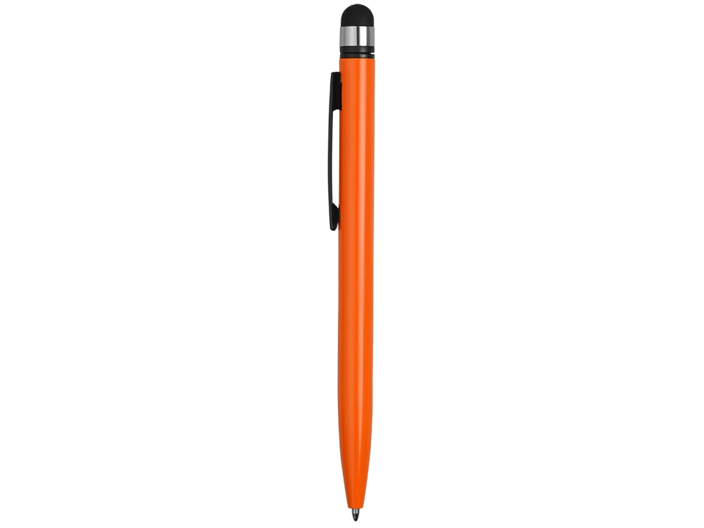 Ручка-стилус металлическая шариковая Poke, оранжевый/черный - купить оптом