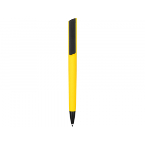 Ручка пластиковая soft-touch шариковая Taper, желтый/черный - купить оптом