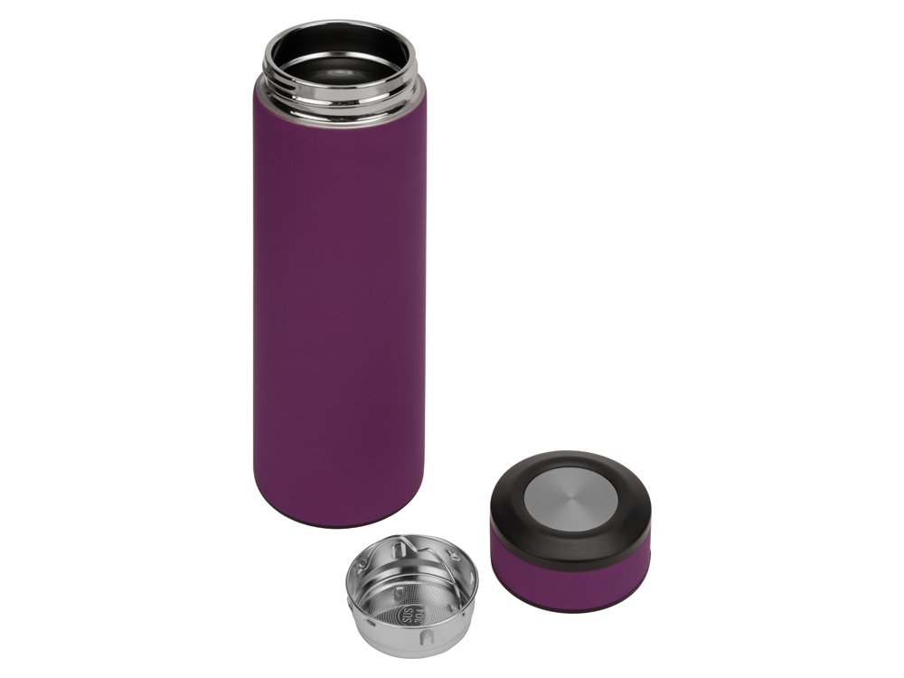 Термос Confident с покрытием soft-touch 420мл, фиолетовый - купить оптом