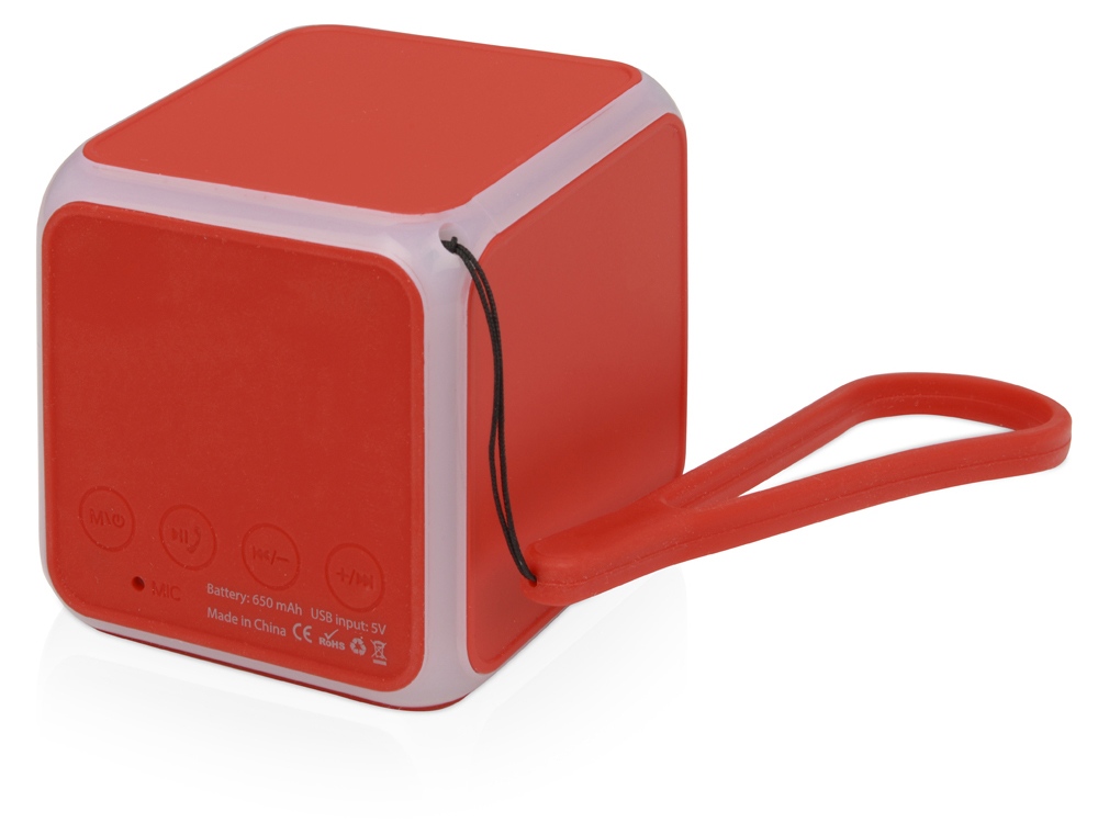 Портативная колонка Cube с подсветкой, красный - купить оптом