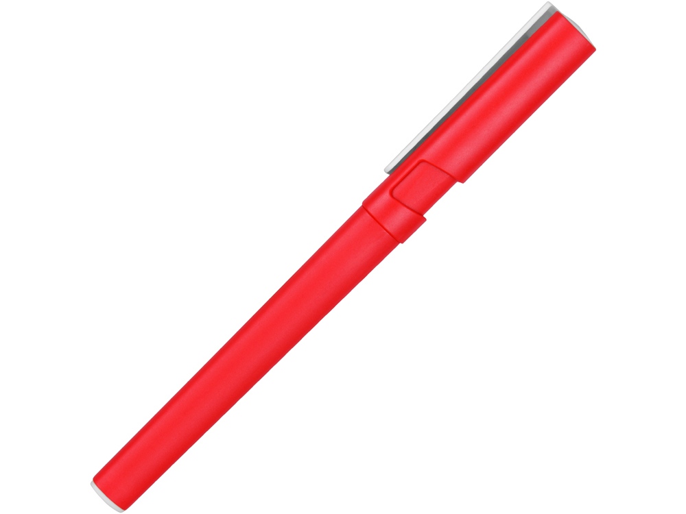 Ручка пластиковая шариковая трехгранная Nook с подставкой для телефона в колпачке, красный/белый - купить оптом